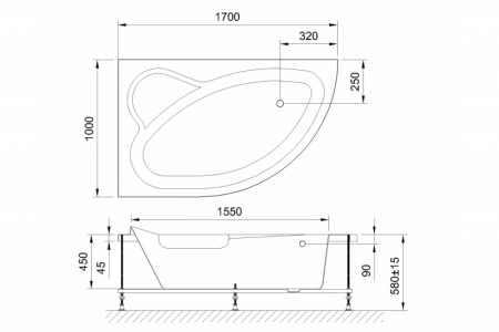 акриловая ванна royal bath alpine standart 170x100 rb819102st-l с гидромассажем