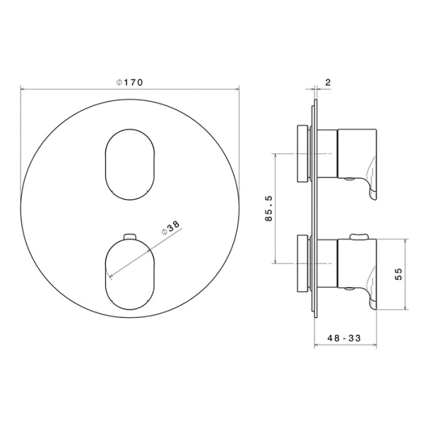 Смеситель для душа Kerama Marazzi Ole 67638EKM.M0.071 встраиваемый, термостатический, цвет: золотой атласный