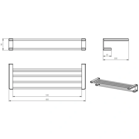 полка для полотенец wonzon & woghand ww-v3902-cr 60 см, хром