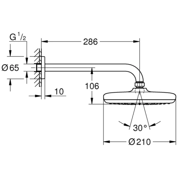 верхний душ 210 мм grohe tempesta 26412000