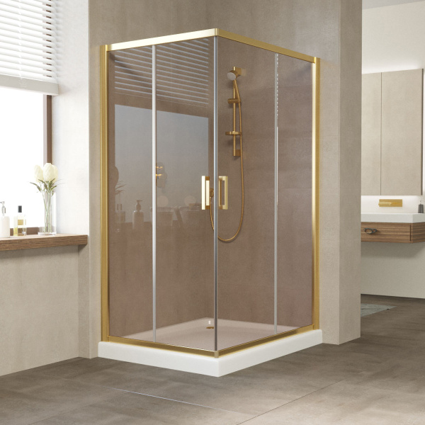 душевой уголок vegas glass za-f 120*80 09 05 профиль золото, стекло бронза