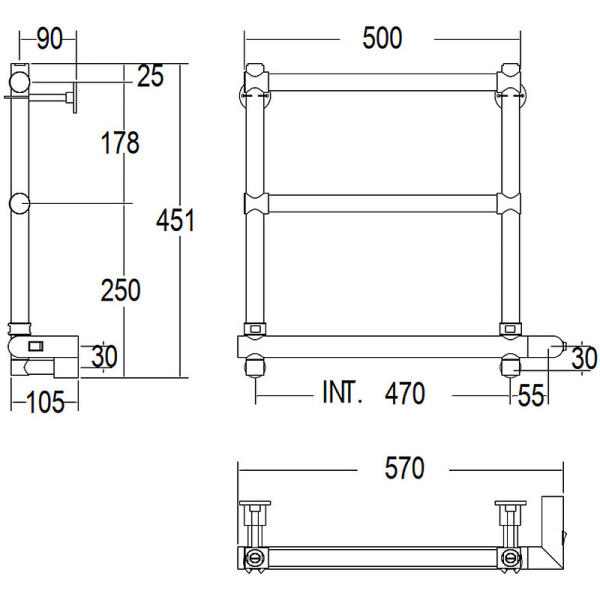 электрический полотенцесушитель margaroli sole 540-3 box 5404703crnb хром