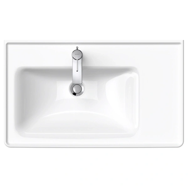 раковина duravit d-neo 23698000001 накладная 80х48см, с переливом, с 1 отв., wondergliss, цвет белый