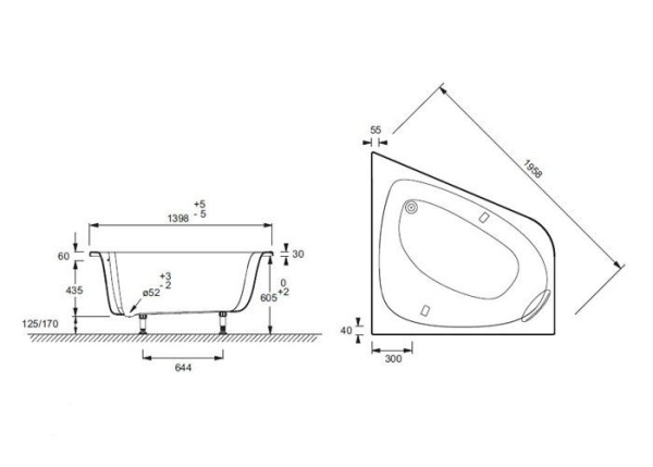 акриловая ванна jacob delafon odeon up 140х140 см, e6070ru-00 (gm)