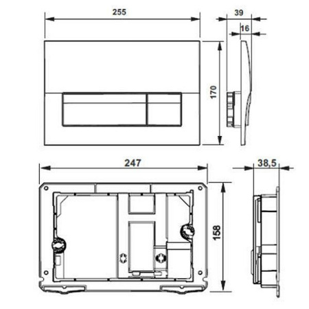 клавиша смыва roca active b01 8901170b2 цвет хром матовый