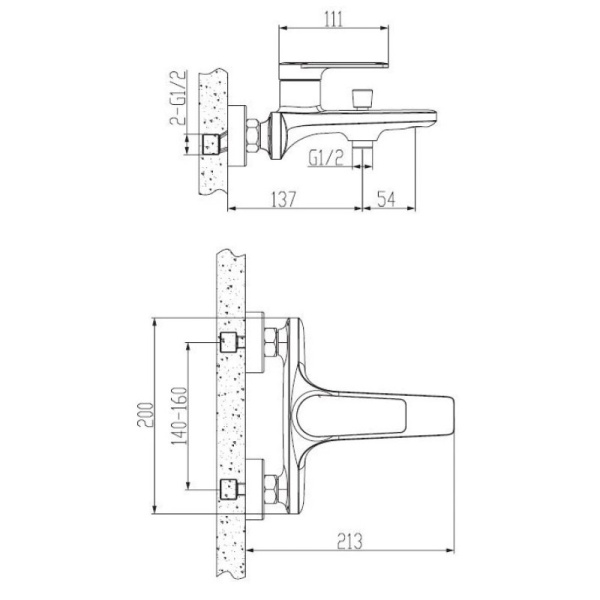 смеситель для ванны esko baku (bk 54)