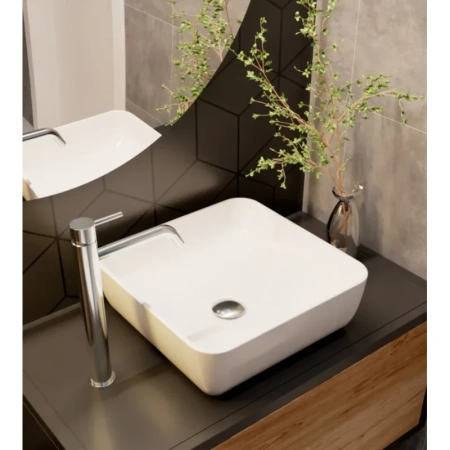 раковина aquame aqm5011 39x39 см, накладная, цвет белая глянцевая