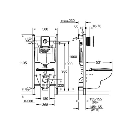 комплект подвесной унитаз grohe solido 39427000 + 39493000 + система инсталляции grohe 38939000 + 38965000