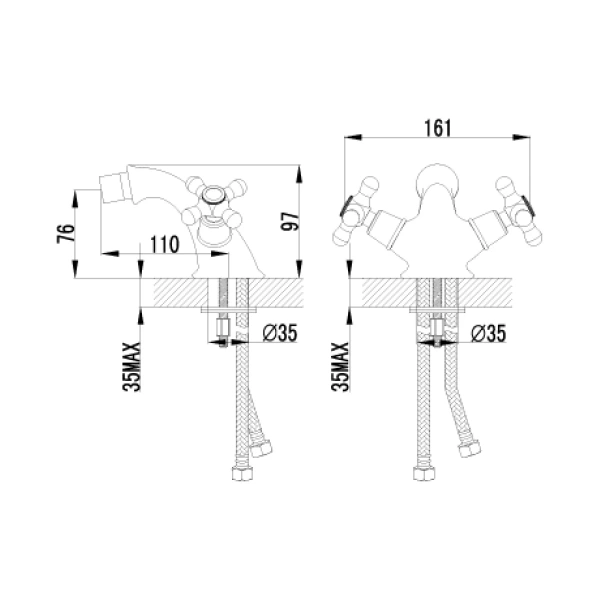 смеситель lemark vintage lm2808b для биде, без донного клапана, бронза