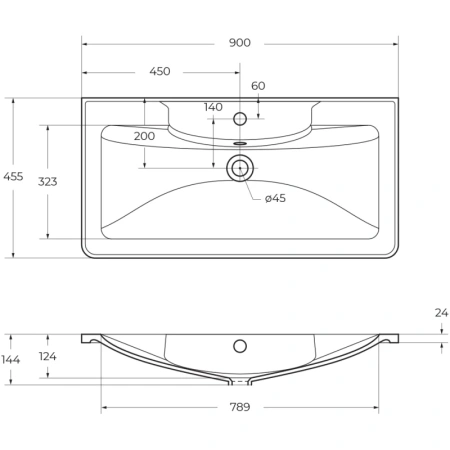 раковина полувстраиваемая belbagno 90 bb900/455-lv-mr-alr белая