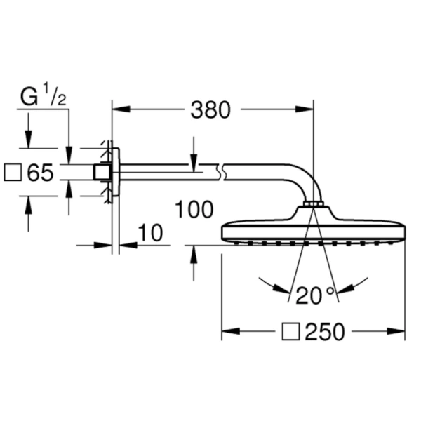 верхний душ 250 мм grohe new tempesta cube 26682000