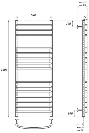 полотенцесушитель point альфа pn05150s водяной, 50x100 см, хром