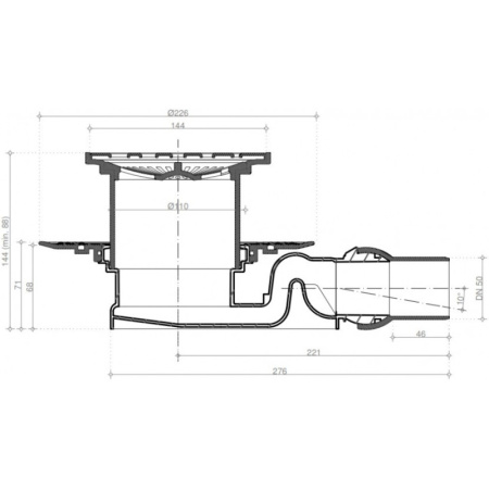 душевой трап 144x144/50 мм pestan confluo standard square 4 13000008, хром