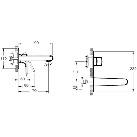 смеситель для раковины без донного клапана vitra root round a4272136exp