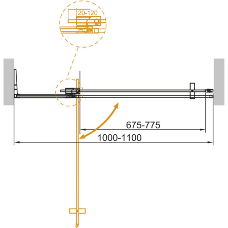 душевая дверь 100-110 cezares slider-b-1-100/110-c-nero прозрачное