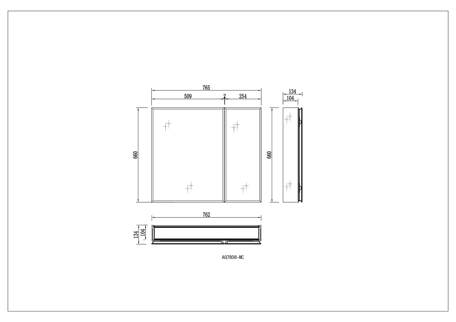 Шкаф зеркало для ванной Aquatek AQ7808-MC прямоугольное, 762*660*134