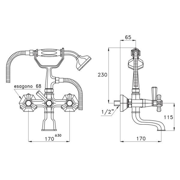 смеситель для ванны с душем stella eccelsa ec 02206 cr00
