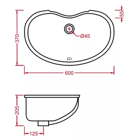 раковина встраиваемая artceram idea idl001 01;00 60x37 см, белая