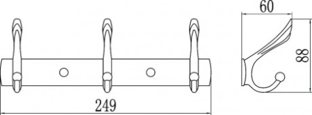 планка с крючками savol s-00113b