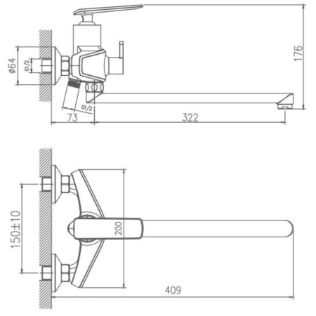 смеситель для ванны haiba hb22548-8 универсальный, цвет белый \ хром