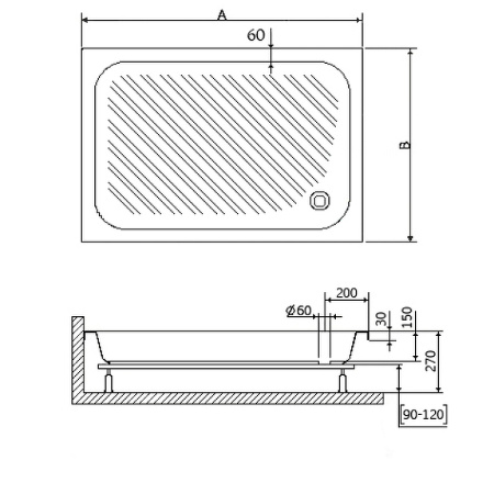 акриловый поддон для душа rgw acrylic b/cl-s 90x70 16180279-51 белый