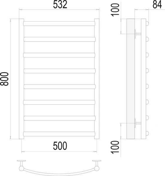 полотенцесушитель водяной terminus атланта+ п8 500x800 4670078529992