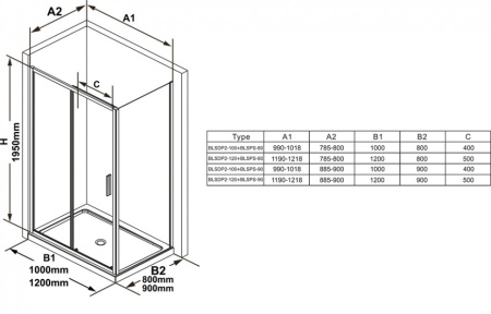 душевая стенка ravak blix slim blsps-80 x9bm40c00z1 bright alu+transparent