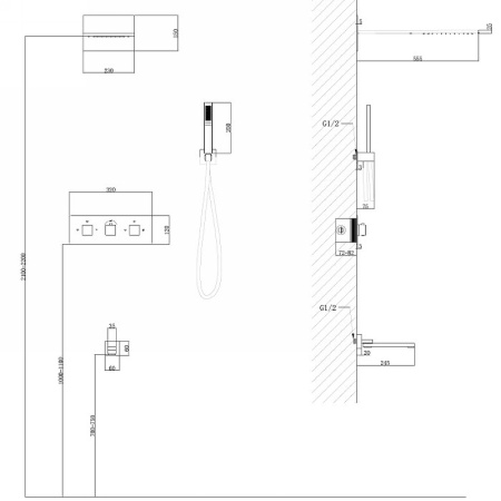 душевая система abber daхheim af8253b с термостатом черная матовая