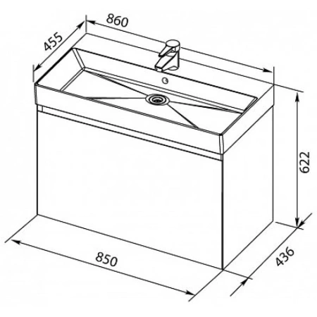 раковина полувстраиваемая aquanet sanovit slim synergy 85 00198208