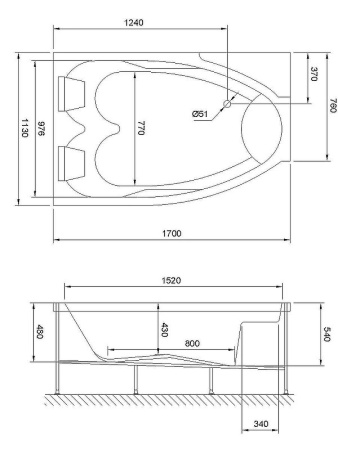 акриловая ванна royal bath shakespeare 170x110 rb652100sb-l без гидромассажа