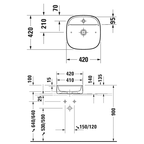 раковина duravit zencha 2374420071 накладная, 42х42 см, белый глянцевый