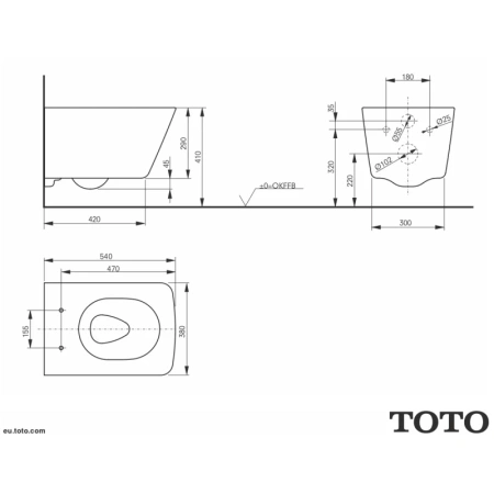 унитаз подвесной безободковый toto cw532y, без сиденья, цвет белый.