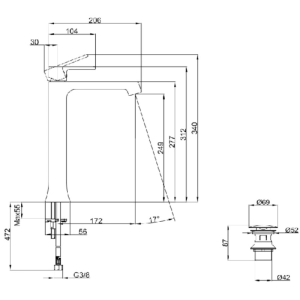 смеситель для раковины с донным клапаном villeroy & boch classic tvw10110511061