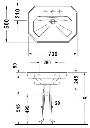 раковина подвесная 70 см duravit 1930 0438700000