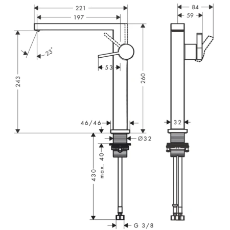 смеситель для раковины hansgrohe tecturis e 73070000 coolstart, с донным клапаном, хром