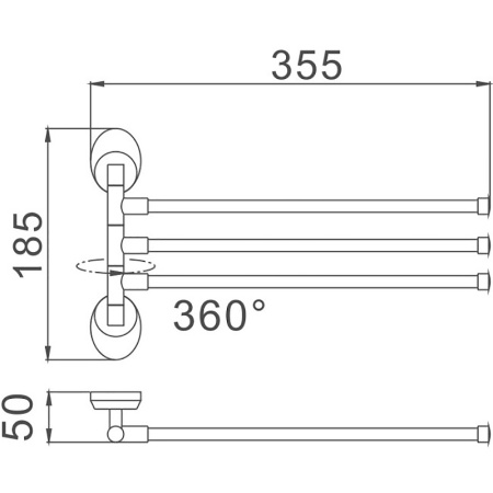 полотенцедержатель haiba hb1613 тройной поворотный, цвет хром