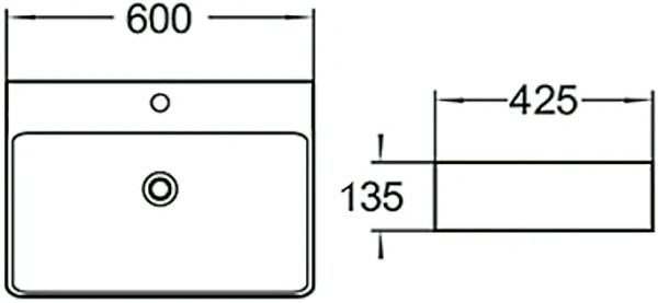раковина 60,5x41.5 см santiline sl-1003mb