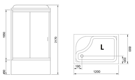 душевая кабина royal bath 120x80 rb8120bp5-wt-l без гидромассажа