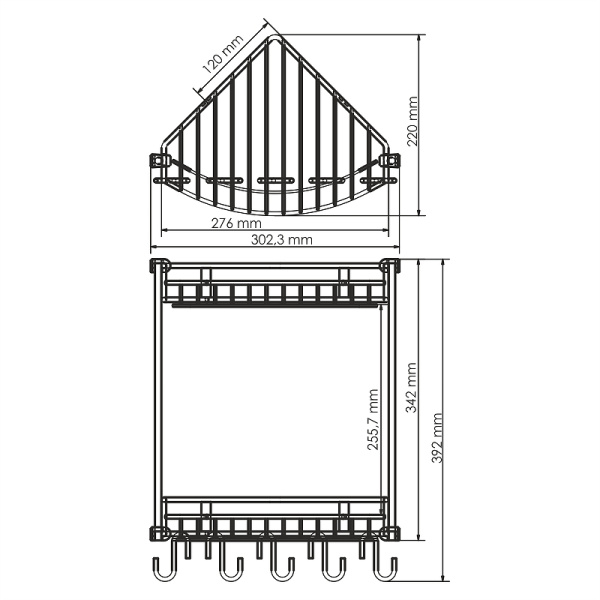 Полка корзина WasserKRAFT K-1222 угловая, цвет хром