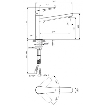 смеситель для кухни ideal standard ceraplan iii b0952aa