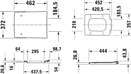сиденье для унитаза duravit viu 0021190000 с микролифтом