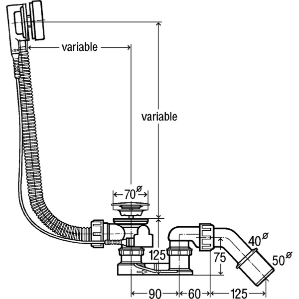 слив-перелив viega simplex 595678 удлиненный