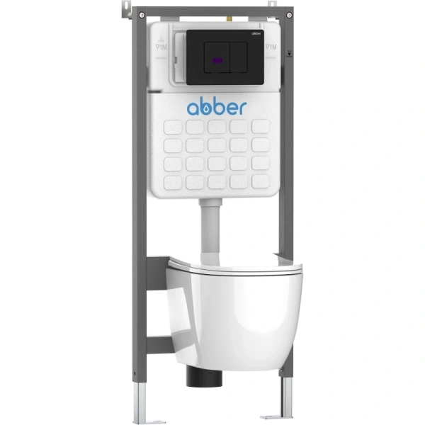 кнопка смыва abber ac0122smb для инсталляции, сенсорная, питание от батареи, черный матовый