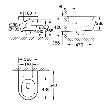 унитаз подвесной grohe essence ceramic 3957100h безободковый, альпийский белый