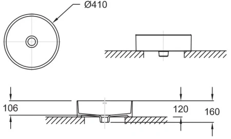 раковина накладная jacob delafon delta pure e90012-0, 41 см, белая