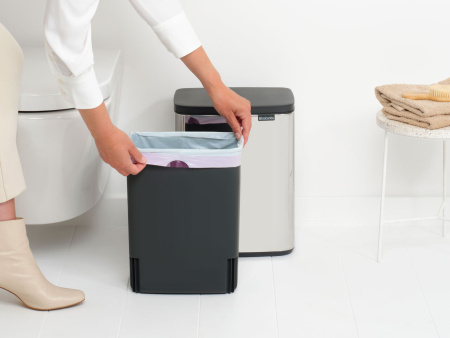 мусорное ведро brabantia bo 230400 12 л, полированная сталь