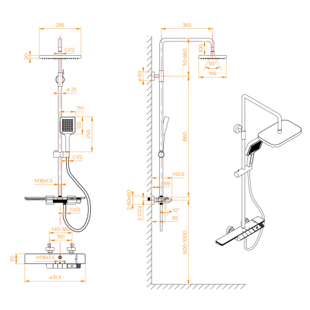 душевая система rgw shower panels sp-34w 51140134-03 с термостатом белая