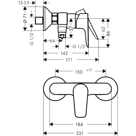 смеситель для душа hansgrohe talis e 71760700