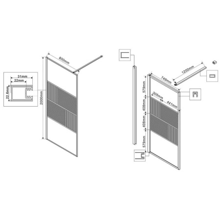 неподвижная перегородка 80 см vincea walk-in hc art vsw-1hc800cfgm прозрачное/рифленое