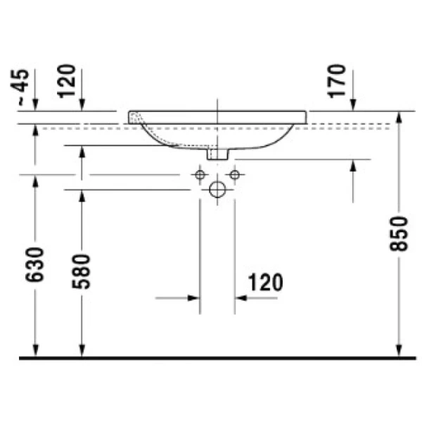 раковина полувстраиваемая duravit durastyle 0374620000